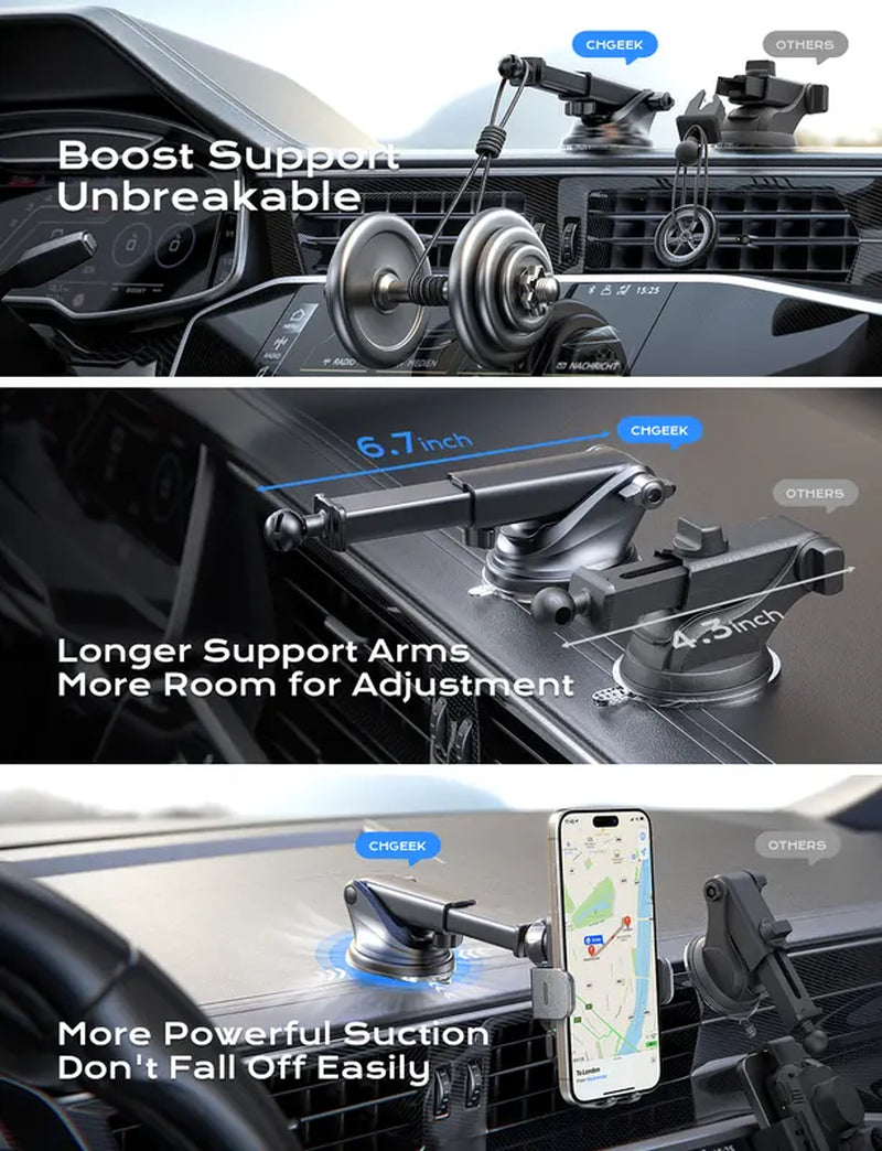 Wireless Car Charger: Fast Auto-Clamping Phone Holder for iPhone & Samsung Galaxy