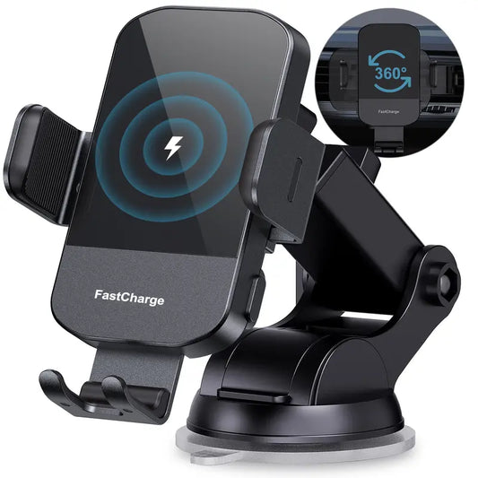 Wireless Car Charger: Fast Auto-Clamping Phone Holder for iPhone & Samsung Galaxy